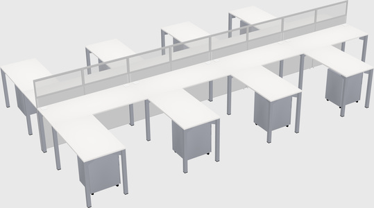 Shared l-shape cubicle