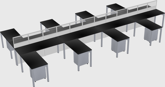 Shared l-shape cubicle