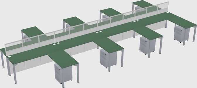 Shared l-shape cubicle