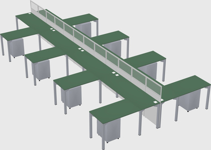Shared l-shape cubicle