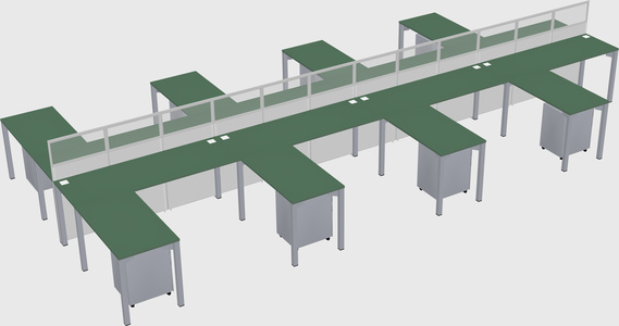Shared l-shape cubicle