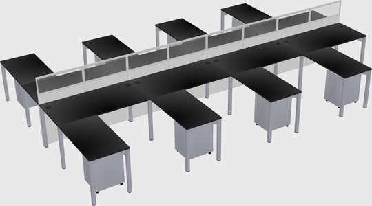 Shared l-shape cubicle