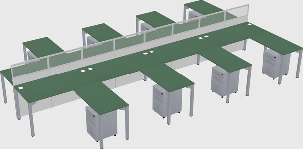 Shared l-shape cubicle