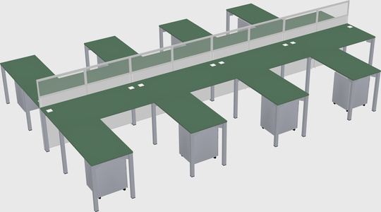 Shared l-shape cubicle