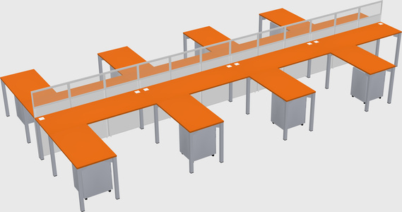 Shared l-shape cubicle