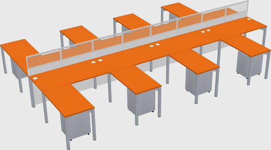 Shared l-shape cubicle