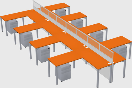 Shared l-shape cubicle