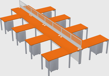Shared l-shape cubicle