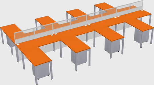 Shared l-shape cubicle