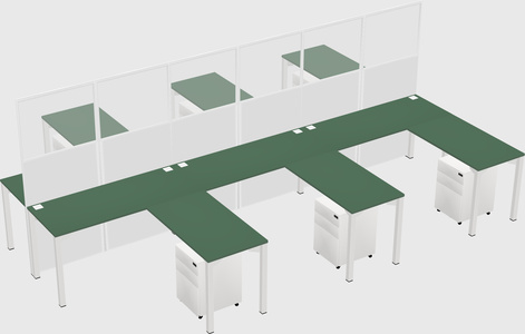 Shared l-shape cubicle