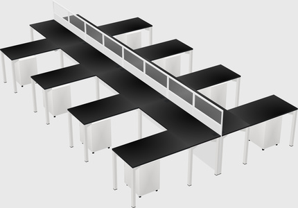 Shared l-shape cubicle