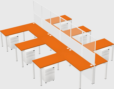 Shared l-shape cubicle