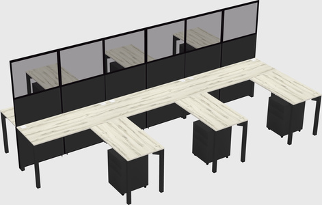 Shared l-shape cubicle