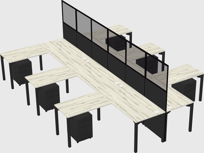Shared l-shape cubicle