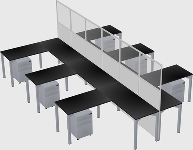 Shared l-shape cubicle