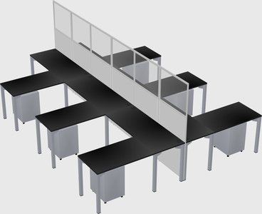 Shared l-shape cubicle