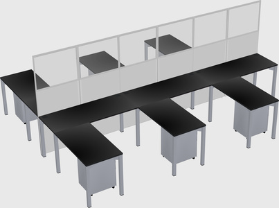 Shared l-shape cubicle