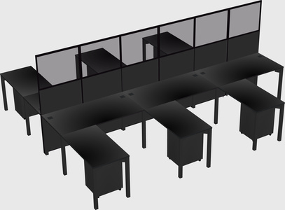 Shared l-shape cubicle