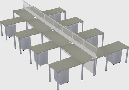 Shared l-shape cubicle