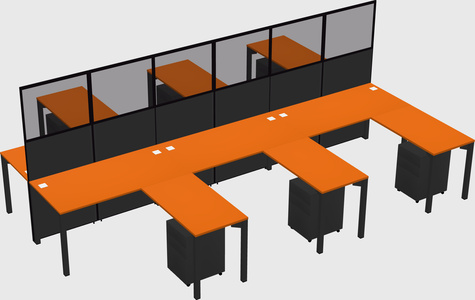 Shared l-shape cubicle