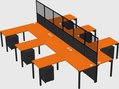 Shared l-shape cubicle