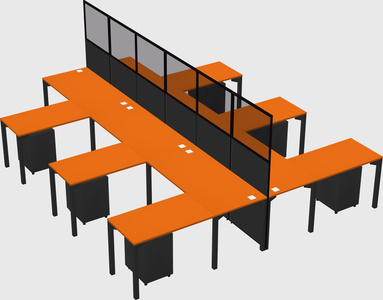 Shared l-shape cubicle