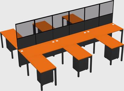 Shared l-shape cubicle