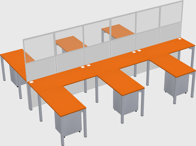 Shared l-shape cubicle