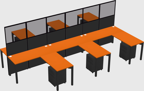 Shared l-shape cubicle