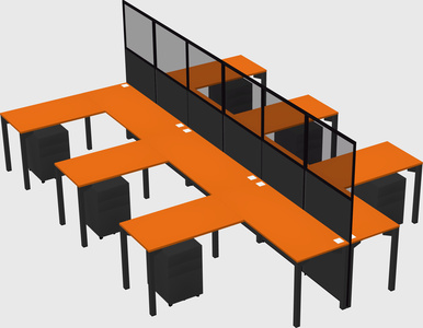 Shared l-shape cubicle