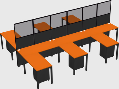 Shared l-shape cubicle