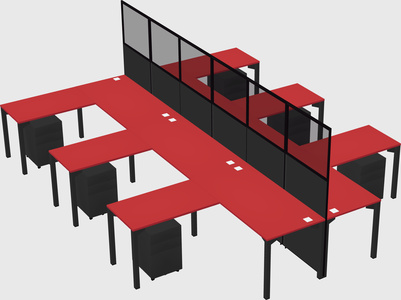 Shared l-shape cubicle