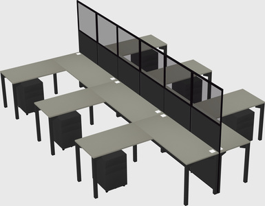 Shared l-shape cubicle