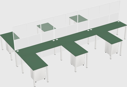 Shared l-shape cubicle