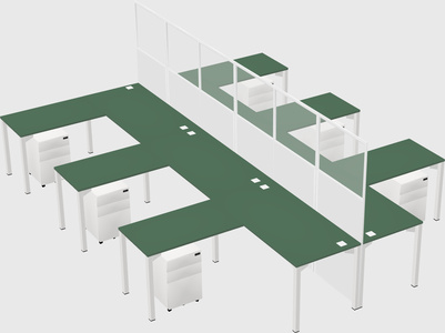 Shared l-shape cubicle