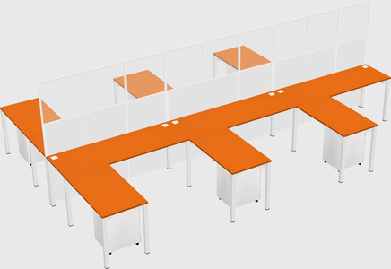 Shared l-shape cubicle