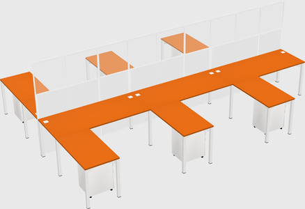 Shared l-shape cubicle