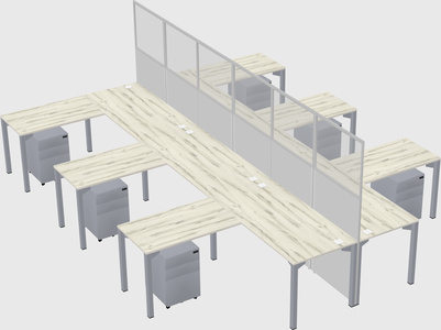Shared l-shape cubicle