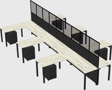 Shared l-shape cubicle