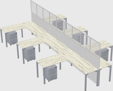 Shared l-shape cubicle