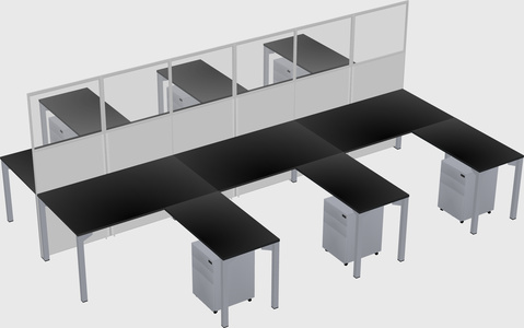 Shared l-shape cubicle