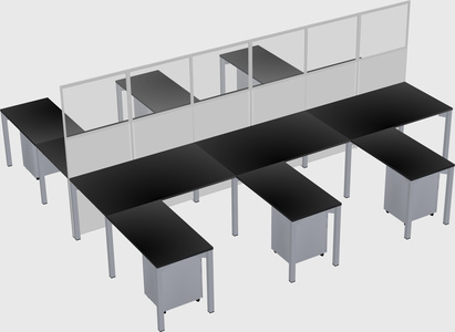 Shared l-shape cubicle