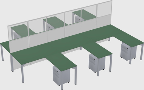 Shared l-shape cubicle