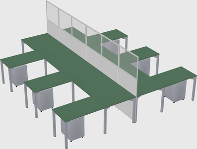 Shared l-shape cubicle
