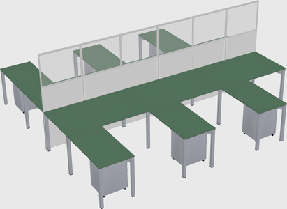 Shared l-shape cubicle