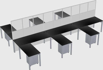 Shared l-shape cubicle