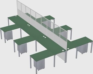 Shared l-shape cubicle