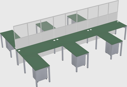 Shared l-shape cubicle