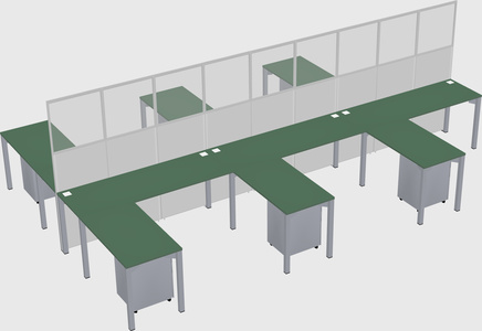 Shared l-shape cubicle