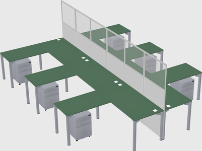 Shared l-shape cubicle